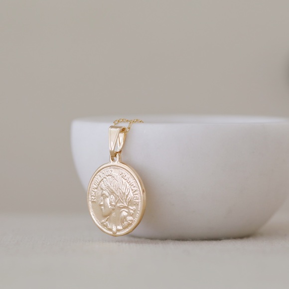 French Coin Necklace | 18k Gold Filled - Picture 5 of 10